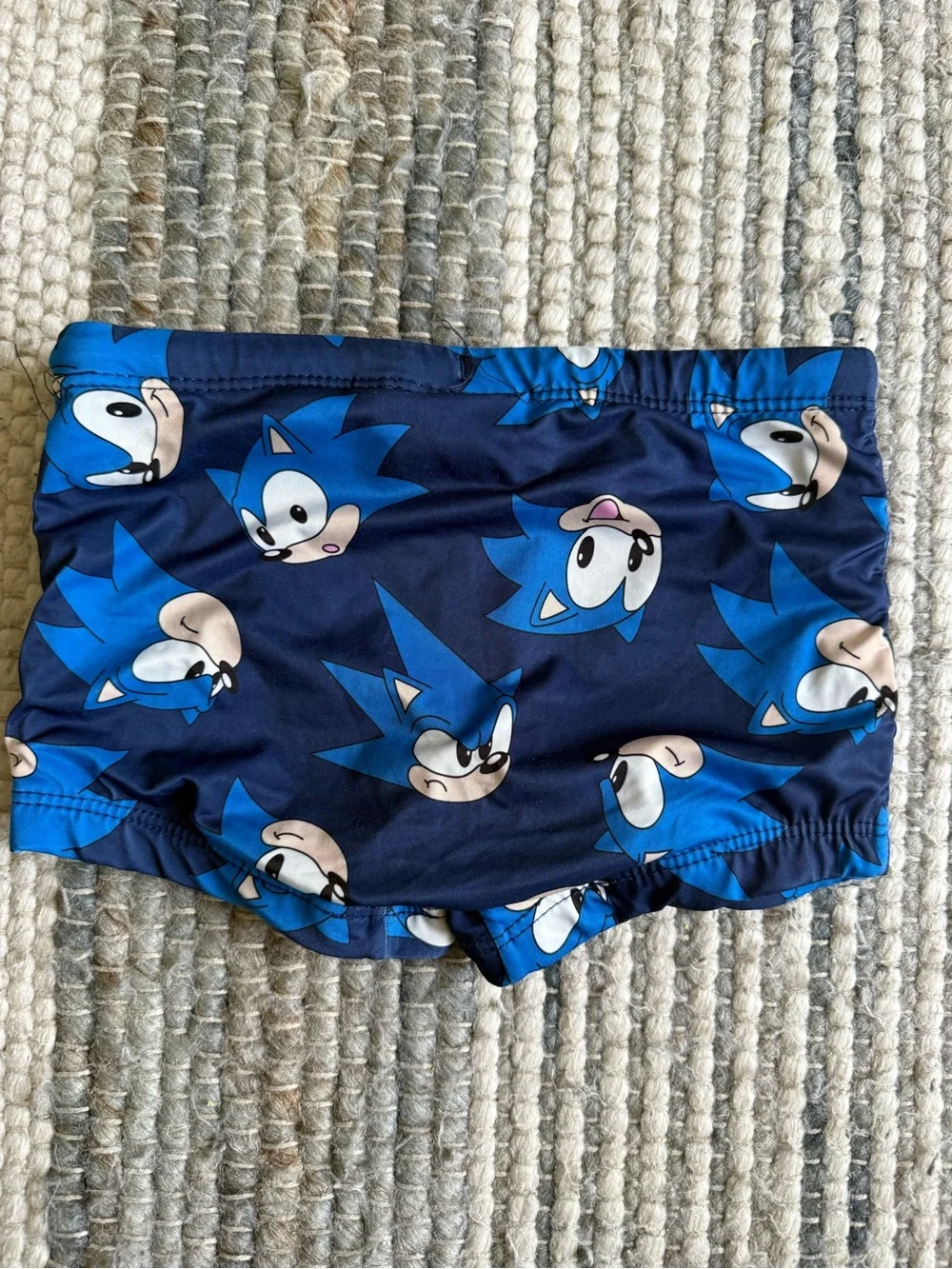 Kids Blue Character Swim Trunks - Sonic Print